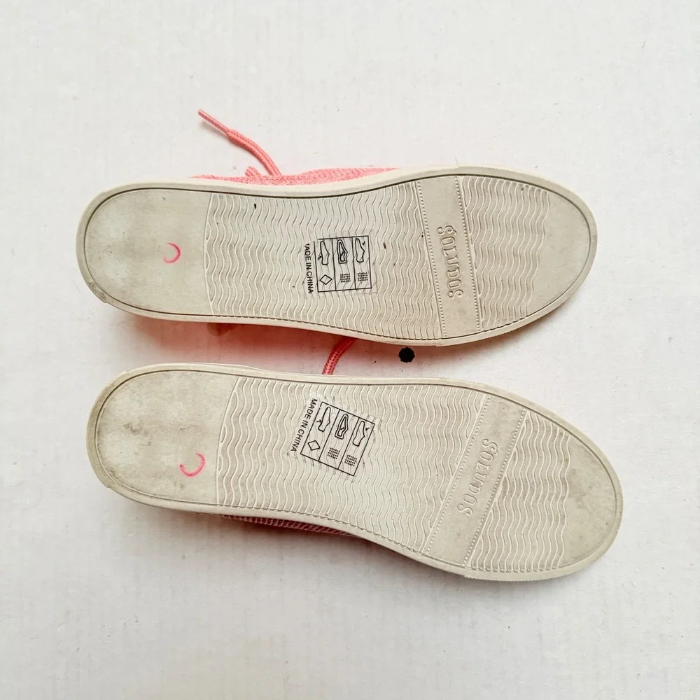 Soludos Ashore Mesh Sneakers Pink Coral Lace Up Low Top Shoes Womens 7